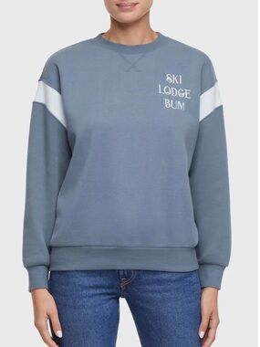 Wildfox Ski Lodge Bum Sweatshirt - Dusty Blue with White Accents |NWT